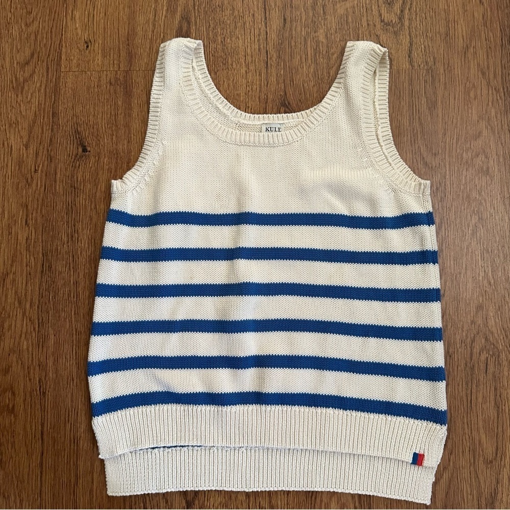 KULE Cream Blue Striped Knit Best Crewneck size small nautical organic cotton